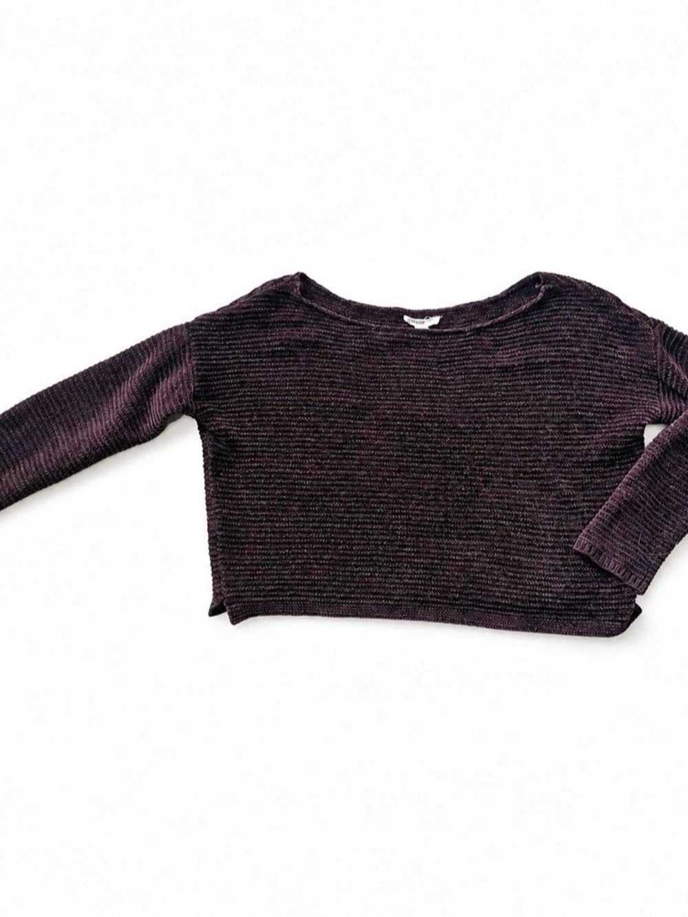 Garage Cropped Crewneck Sweater in Purple